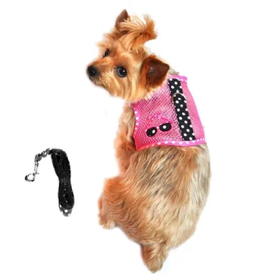 Doggie Design Cool Mesh Dog Harness Under the Sea Collection-Sunglasses Pink and Black Polka Dot image {5}