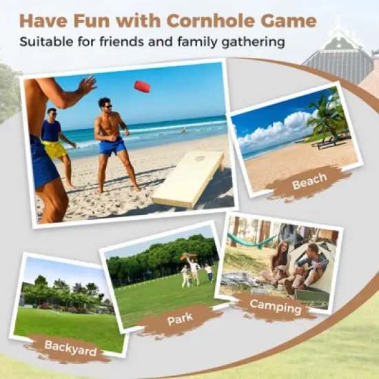 Costway 1/2 PCS 4'x2' Portable Corn Hole Game Board Includes 8 Bean Bags Solid Wood image {8}