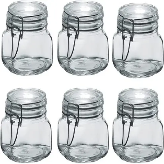 Amici Home Glass Hermetic Preserving Canning Jar Italian, Leak Proof Clamp Lids, Kitchen Canisters for Spices, Nuts and Candy, 6-Piece image {4}