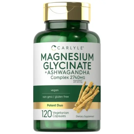 Carlyle Magnesium Glycinate with Ashwagandha | 2,740mg Complex | 120 Vegetarian Capsules image {8}