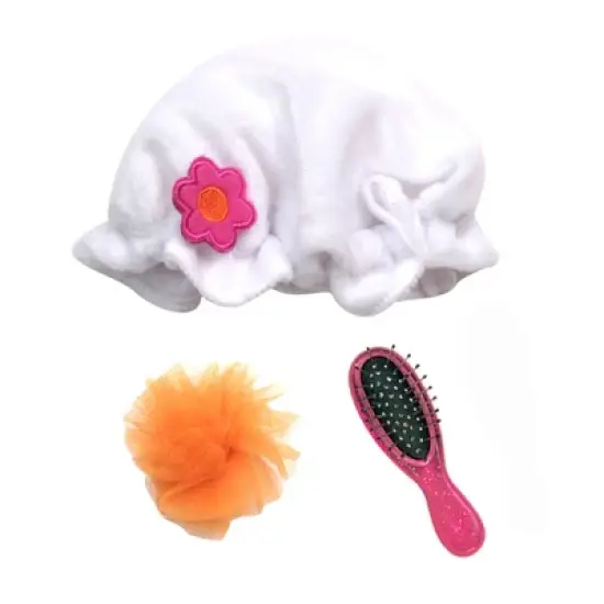 Sophia's - 18" Doll - Towel Wrap, Shower Cap, Sponge & Hairbrush Set - White image {3}