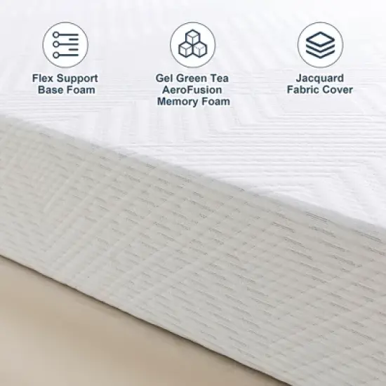 Resenkos Twin Size Memory Foam Mattress in a Box, 4" Gel Green Tea AeroFusion Memory Foam, 8" Flex Support Base Foam, Soft Touch,  12" image {4}
