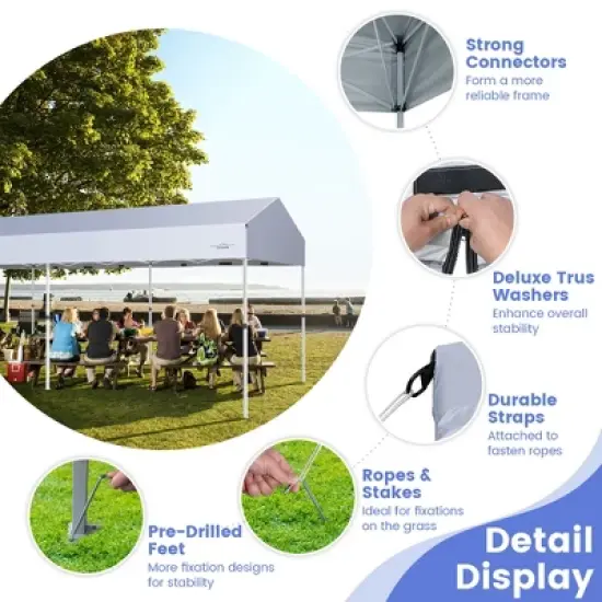 Costway 10x20ft Pop-Up Canopy Party Tent Sidewalls Portable Garage Car Shelter Wheeled image {3}