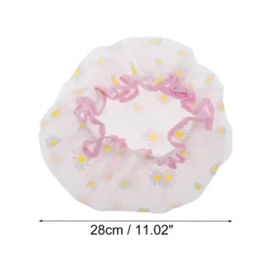 Unique Bargains Women's Sunflower Bath Cap White Yellow 1 Pc image {1}