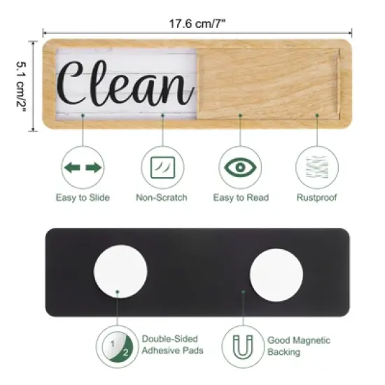 Unique Bargains Kitchen Hotel Indicating Clean Dirty Sign Wood Dishwasher Magnet image {1}