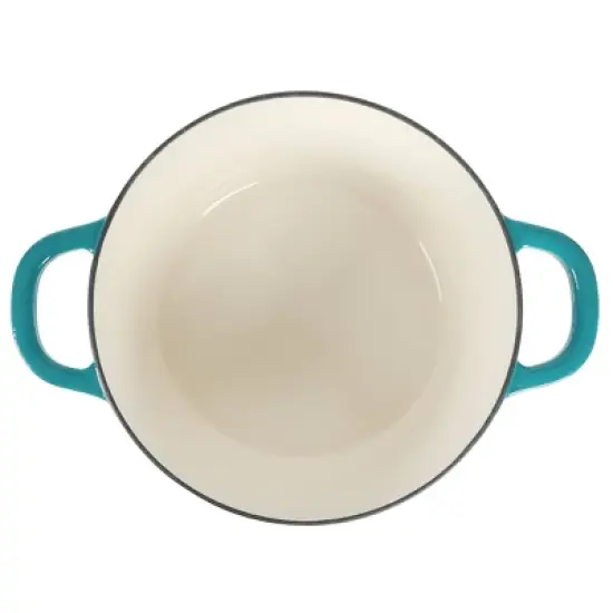 Crock-Pot 6qt Artisan Round Dutch Oven Teal Ombre: Enamel Surface, Oven-Safe, Gas & Electric Compatible, 14" Diameter image {3}