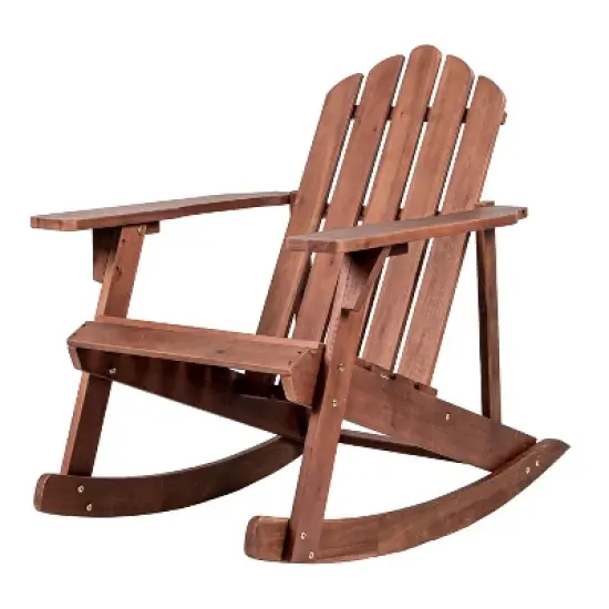 Kiawah Outdoor Patio Classic Acacia Wood Adirondack Rocking Chair -JONATHAN Y image {9}
