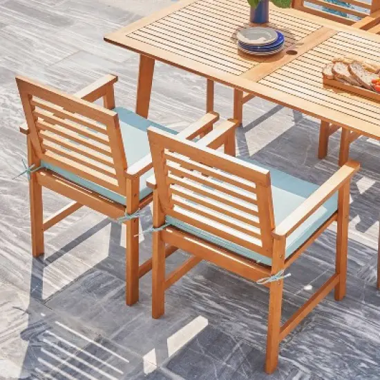 Waimea 5pc Honey Slatted Eucalyptus Wood Patio Dining Set with Cushions - Vifah image {5}
