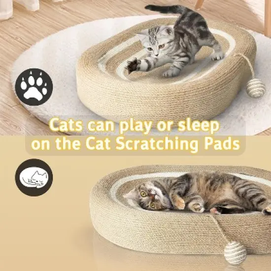 24in extra large sisal cat scratching board, no chipping and scratching resistant hemp rope cat bed integrated cat claw plate basin large cat image {4}