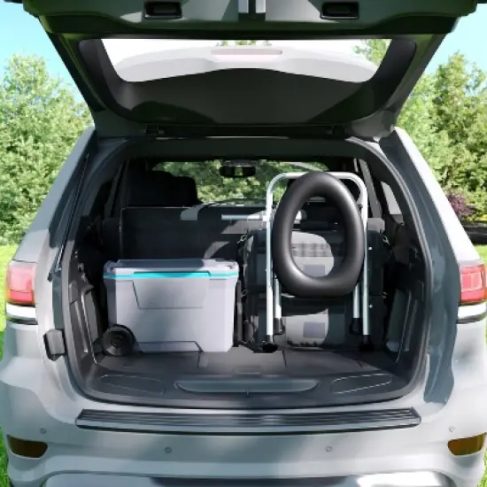 Flash Furniture Medical Grade Folding Travel Toilet with Cushioned Seat and Non-Slip Feet-SIL/BK image {11}