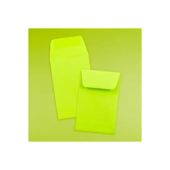 JAM Paper #1 Coin Business Colored Envelopes 2.25 x 3.5 Ultra Lime Green Bulk 1000/Carton image {3}