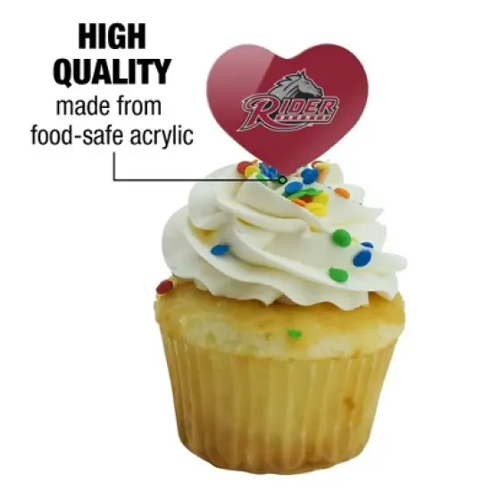 Rider University Primary Logo Heart Love Cupcake Picks Toppers Decoration Set of 6 image {2}