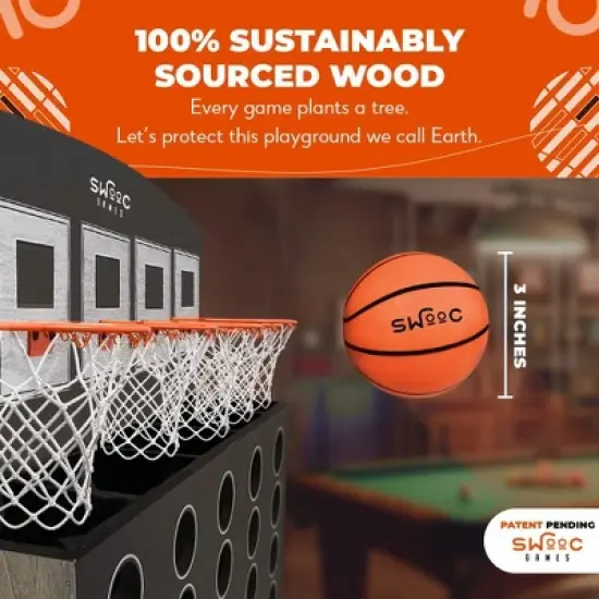 SWOOC Games - Low Post Lineup | Wall Mounted Giant Basketball 4 In A Row w/ 5+ Games | Basketball Hoop For Room Wall Games | Mini Game Room Games image {4}