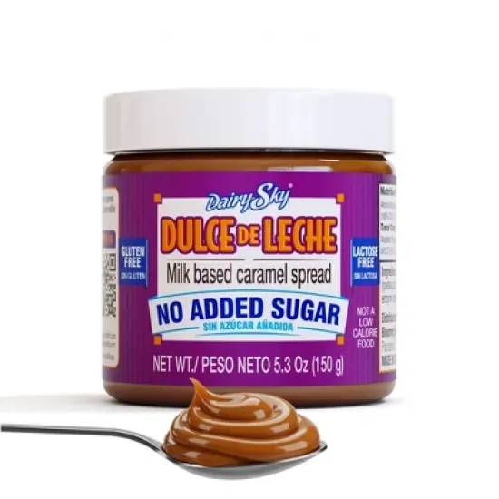 DairySky Dulce de Leche - No Added Sugar | Milk-Based Caramel Spread | 5.3 oz (150g) | 12 Pack image {6}