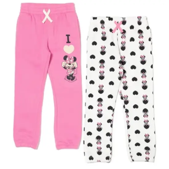 Disney Minnie Mouse Girls Fleece 2 Pack Jogger Pants Little Kid image {10}