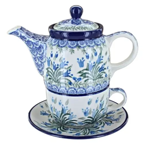 Blue Rose Polish Pottery 423 Caramika Artystyczna Tea for One image {11}