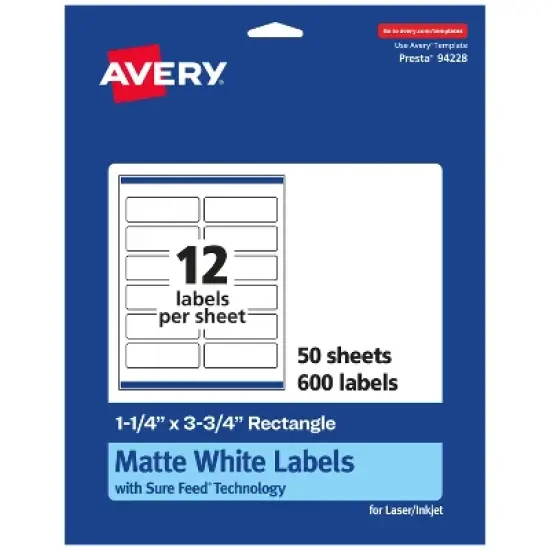 Avery Matte White Rectangle Labels, 1.25" x 3.75" image {10}