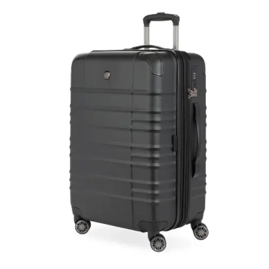 SWISSGEAR Cascade Hardside Medium Checked Spinner Suitcase - Black: 8-Wheel 33 lb Capacity image {12}