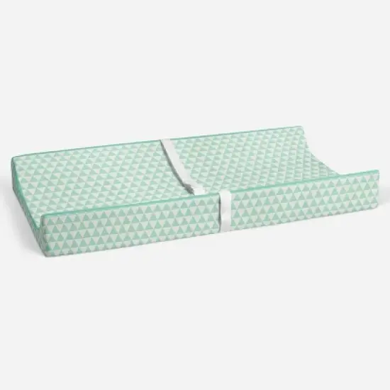 Bacati - Noah Mint Triangles Quilted Muslin Changing Pad Cover image {3}
