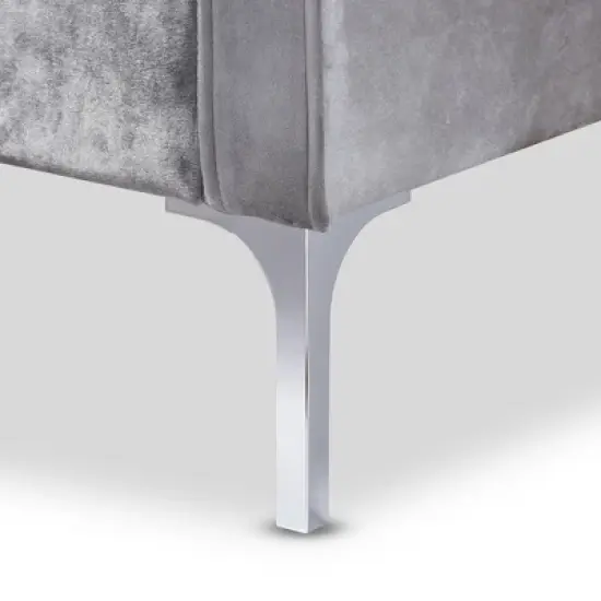 Clara Velvet Fabric Upholstered 3 Seater Sofa Gray - BaxtonStudio image {1}