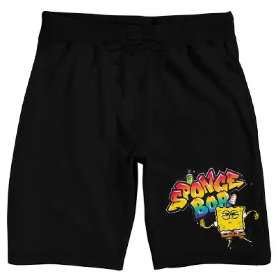 Spongebob Squarepants Graffiti Men's Black Sleep Pajama Shorts image {4}