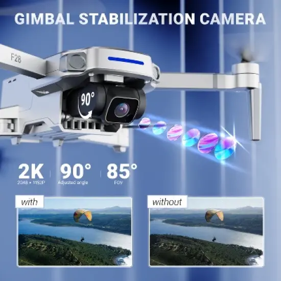 Contixo F28 Foldable GPS Drone - 2K FHD Camera with GPS Control and Selfie Mode - Follow Me, Way Point, & Orbit Mode -With Carrying Case image {2}