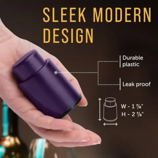Maplefield Vacuum Wine Stoppers - Leak-Proof Vacuum Pump Wine Preserver - Resealable Wine Vacuum Stopper - Plastic - 2 Pack, Purple image {5}
