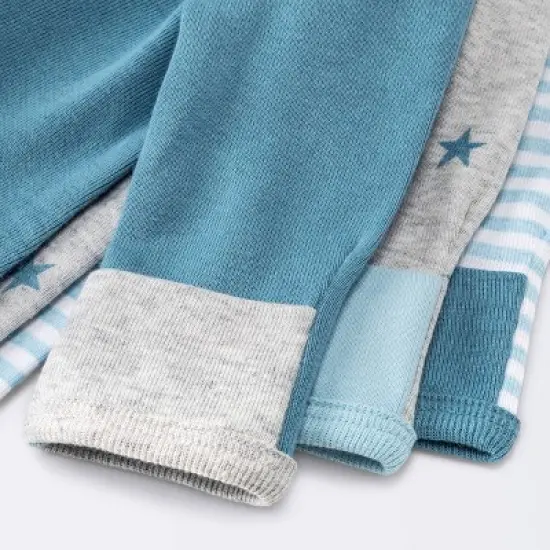 Baby Boys' 3pk Basic Romper - Cloud Island&trade; Sky Blue Preemie image {3}