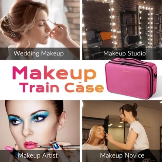 Byootique 13" Makeup Train Case Cosmetic Organized Bag Travel Storage Backpack image {3}