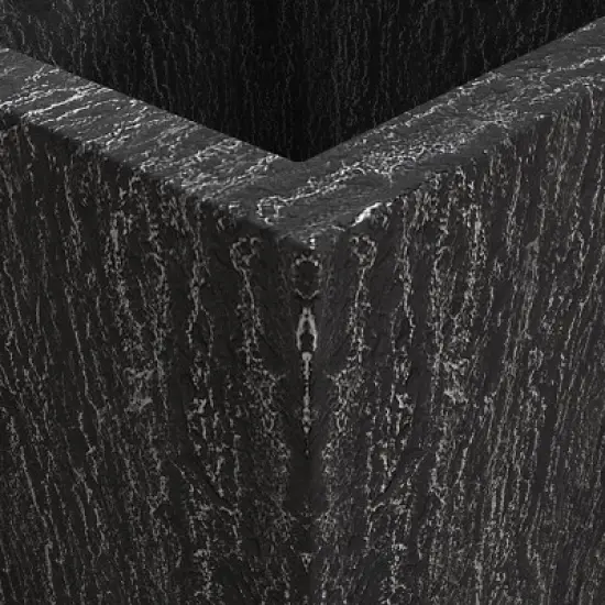 LeisureMod Verdura Square Dotted Black Fiberstone Planter Pot with Drainage Holes, Weather-Resistant for Indoor/Outdoor Use image {5}