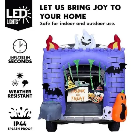 Joyfy 6FT Tall Halloween Inflatable Outdoor Decorations, Inflatable Haunted Castle with Built-in LEDs Trunk or Treat Car Decorations for Outside Decor image {2}
