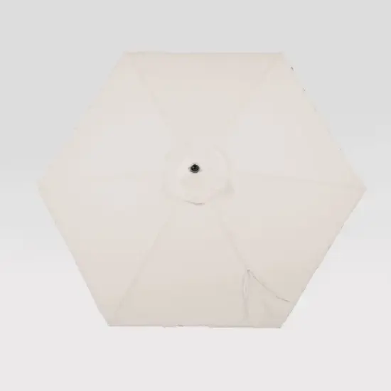9' Hexagon Scalloped Outdoor Patio Market Umbrella Off-White with Black Pole - Threshold&trade; image {3}