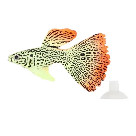 Unique Bargains Aquarium Glowing Decoration Artificial Fish Ornament with Suction Cup Yellow Orange 1 Pcs image {2}