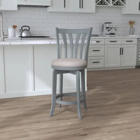 25.75" Savana Swivel Counter Height Barstool Blue (Wirebrush)/Cream - Hillsdale Furniture image {10}