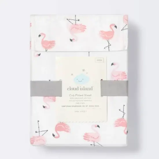 Crib Fitted Sheet Flamingos - Cloud Island&trade; - Pink/White image {3}