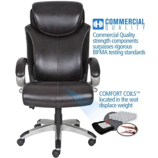 AIR Health & Wellness Big & Tall Executive Chair Brown Leather - Serta image {8}