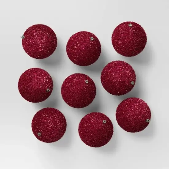 9ct 80mm Christmas Flocked Ball Ornament Set - Wondershop&trade; image {9}