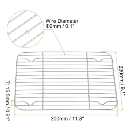 Unique Bargains 304 Stainless Steel Roasting Baking BBQ Grill Net 2 Pcs image {1}