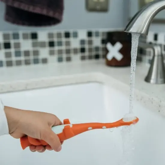 Dr. Brown's Toddler Toothbrush with Soft Bristles - Green & Orange Dinosaur - 2-Pack - 1-4 years - Soft image {7}