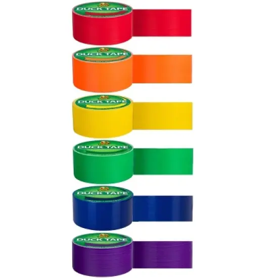 Duck Color Duct Tape Pride Pack, Red, Orange, Yellow, Green, Blue and Purple, 6 Rolls - 115 Yards Total image {1}