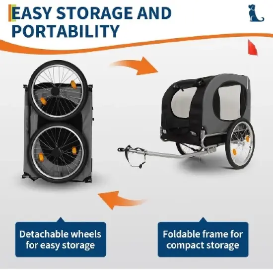 Dog Bike Trailer & Jogging Stroller &ndash; 2-in-1 Convertible Pet Bicycle Carrier for Medium & Large Dogs up to 88 lbs, 16" Air-Filled Tires, Black image {6}