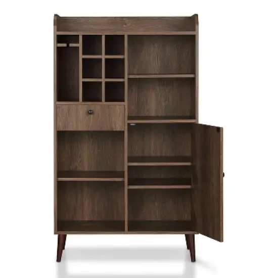 Elmora Midcentury Freestanding Mini Bar Distressed Walnut - miBasics image {5}