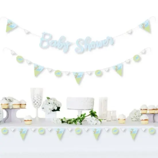 Big Dot of Happiness Baby Boy Dinosaur - Baby Shower Letter Banner Decoration - 36 Banner Cutouts and Baby Shower Banner Letters image {1}