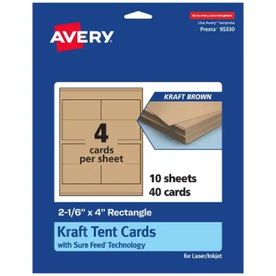 Avery Printable Tent Cards, 2-1/6" x 4", Kraft Brown, 40ct image {9}