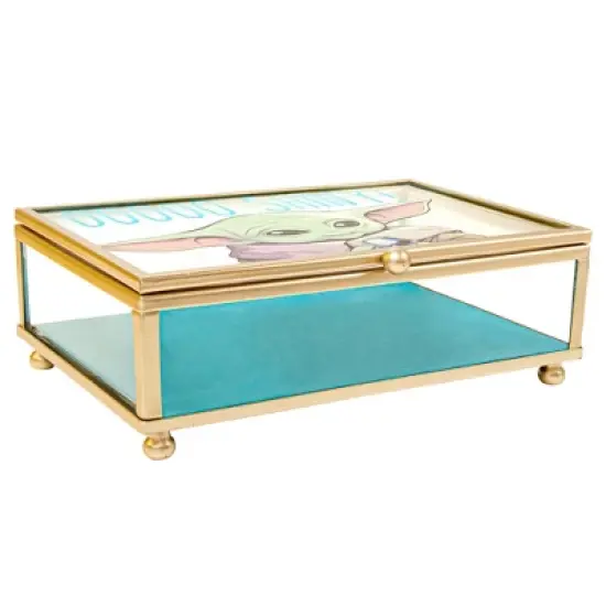 Disney Star Wars The Mandalorian Grogu OOOOO SHINY! Gold Trim Glass Jewelry Storage Box image {4}