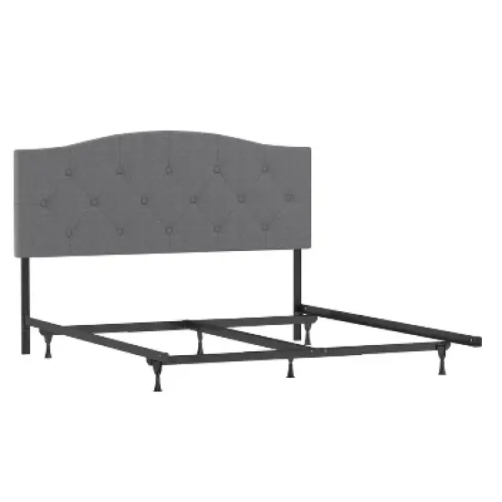 Full/Queen Provence Upholstered Arch Adjustable Tufted Headboard with Frame Glacier Gray Fabric - Hillsdale Furniture image {5}