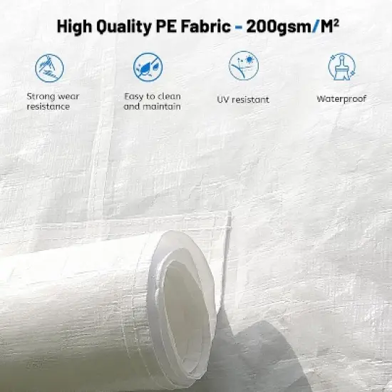 DOMETOUR 12'x12' Universal Gazebo Cover with Sidewalls & Mesh Windows, Waterproof All-Season Enclosure for Hardtop Gazebos, White image {4}