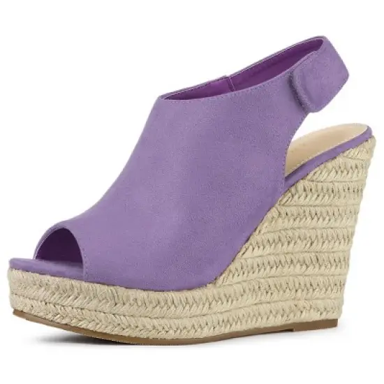 Allegra K Women's Espadrille Platform Heeled Wedges Sandals image {14}