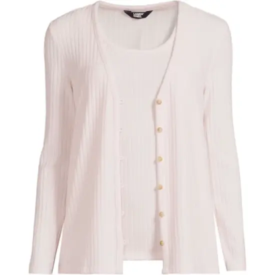 Lands' End Women's Wide Rib Cardigan and Tank Set image {6}