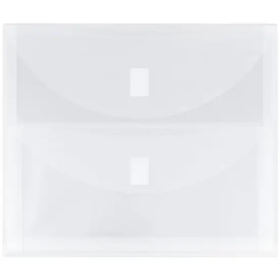 JAM Paper 9 3/4'' x 13'' 12pk Plastic 2 Pocket Envelopes with Hook & Loop Closure, Letter Booklet - Clear image {4}